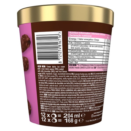 Magnum Bonbon Cherry & Milk Chocolate Ice Cream Frozen Snack 12 pack thumbnail 3