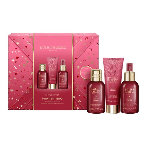 Baylis & Harding Midnight Cherry Gift Wrapped Pamper Trio Gift Set thumbnail 2