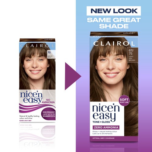 Clairol Nice'N Easy Tone+Gloss Semi Permanent Hair Dye Light Ash Brown thumbnail 5