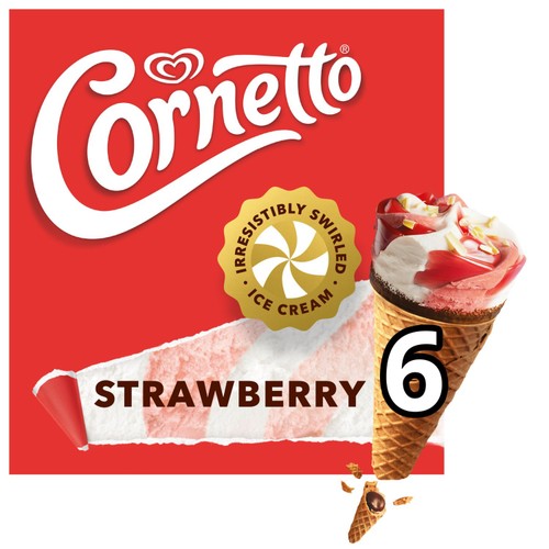 Cornetto Strawberry Ice Cream Cones 6 x 90ml