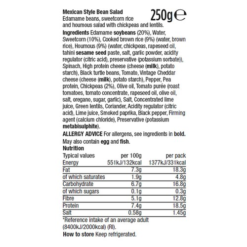 Applied Nutrition High Protein Mexican Style Bean Salad & Houmous Bowl 250g thumbnail 4