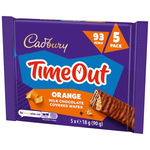 Cadbury Timeout Orange Chocolate Wafer Bars   5 x 18g thumbnail 2