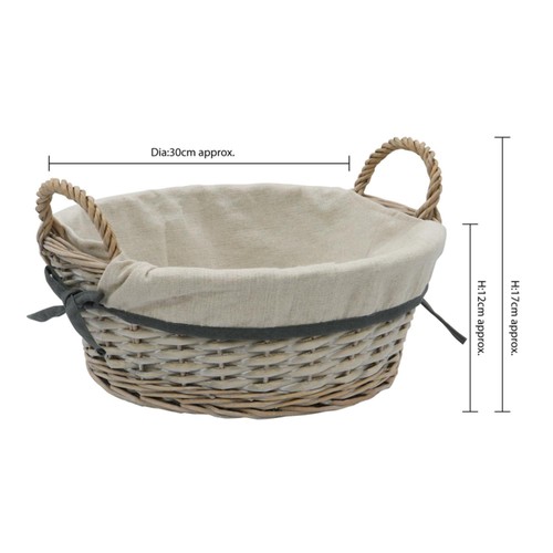 JVL Arianna Round Willow Storage Basket Antique Wash thumbnail 2