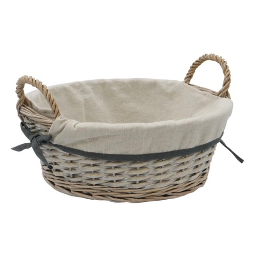 JVL Arianna Round Willow Storage Basket Antique Wash thumbnail 4
