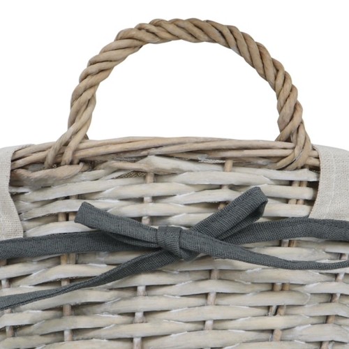 JVL Arianna Round Willow Storage Basket Antique Wash thumbnail 5