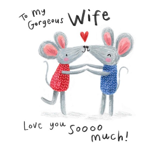 To My Gorgeous Wife Mice Valentine's Day Card