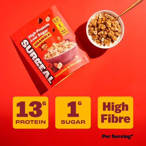 Surreal High Protein Low Sugar Chocolate & Hazelnut Granola 300g thumbnail 3
