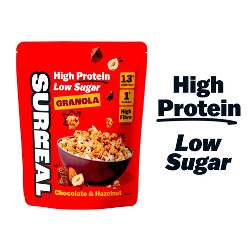 Surreal High Protein Low Sugar Chocolate & Hazelnut Granola 300g thumbnail 4