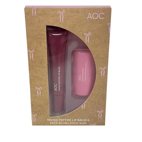 AOC Tinted Peptide Lip Balm & Face Blush Stick Duo