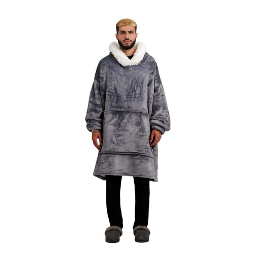 Ony Furlined Hoodie Blanket Grey/White Large
