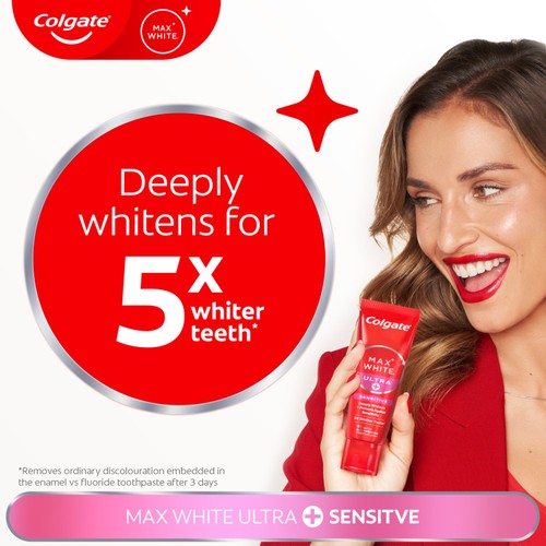 Colgate Max White Ultra Plus Sensitive Teeth Whitening Toothpaste thumbnail 2