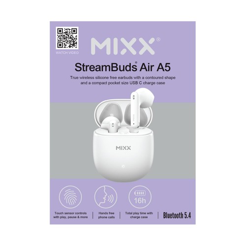 Mixx StreamBuds Air A5 White Wireless Earbuds