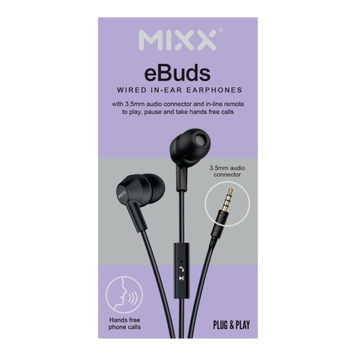 Mixx eBuds 3.5mm Black Wired Earphones
