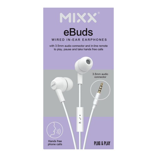Mixx eBuds 3.5mm White Wired Earphones