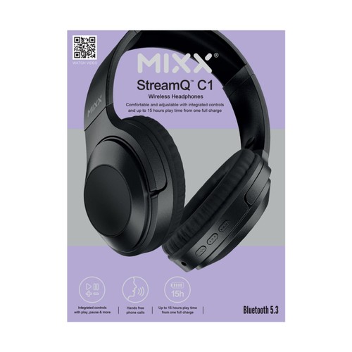 Mixx StreamQ C1 Black On-Ear Wireless Headphones