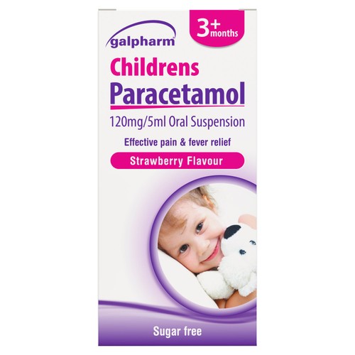 Galpharm Childrens Pain Relief Paracetamol Suspension Strawberry 3+ Month