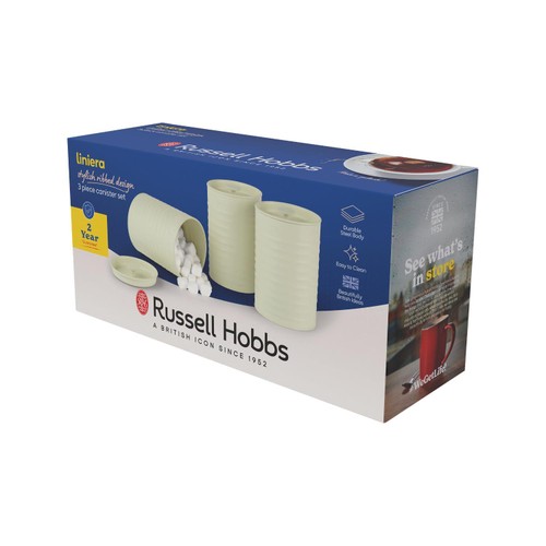 Russell Hobbs Ribbed 3pc Canister Set Cream