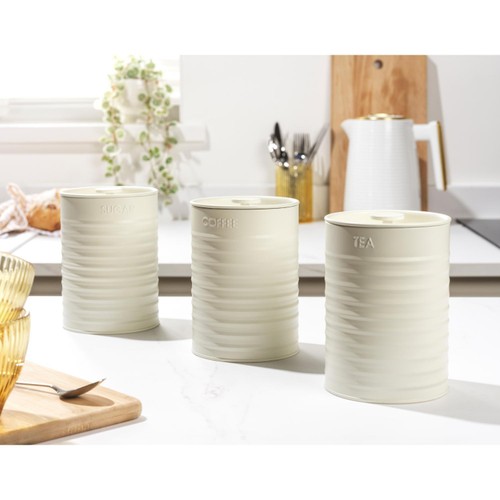 Russell Hobbs Ribbed 3pc Canister Set Cream thumbnail 4