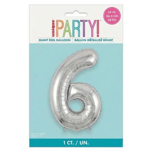 Unique Party 34" Silver Foil Balloon No.6