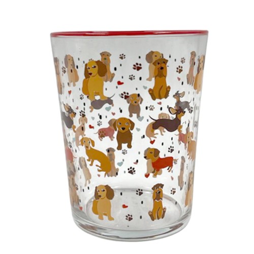 Nutmeg Home Dog Tumbler With Red Rim 