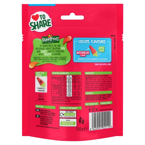 Rowntree's Sour Watermelon Lollies Pouch  thumbnail 3