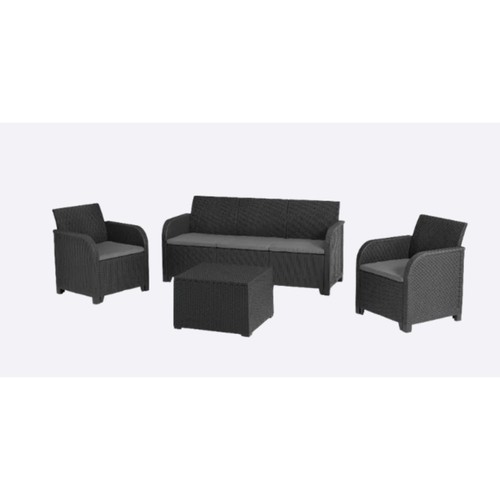 Keter Rosalie 3 Seater 2 Chairs Lounge Set With Storage Table