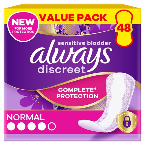 Always Discreet Incontinence Liners Normal For Sensitive Bladder.