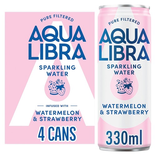 Aqua Libra Watermelon & Strawberry Sparkling Water  4 x 330ml
