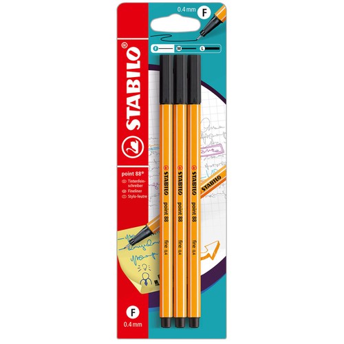 Stabilo Point 88 Black 3pk