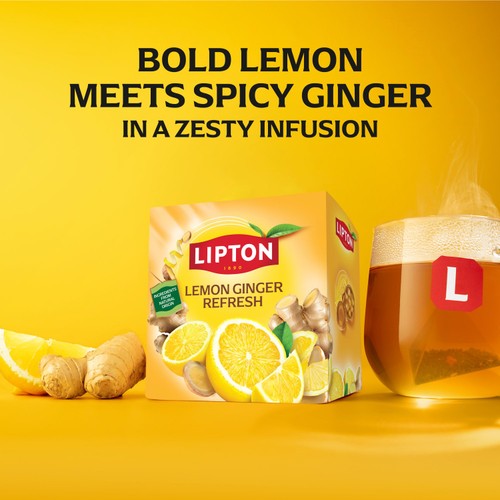 Lipton Fruit & Herbal Lemon & Ginger 20 Tea Bags thumbnail 3