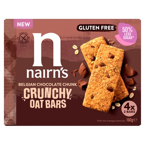 Nairns Gluten Free Belgian Choc Chunk Crunchy Oat Bars 160g