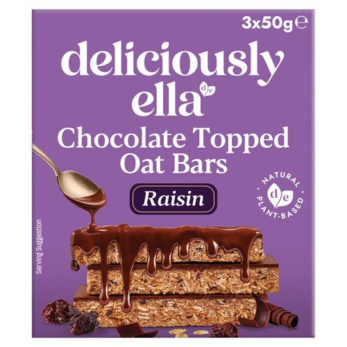 Deliciously Ella Raisin Choc Topped Oat Bars 150g