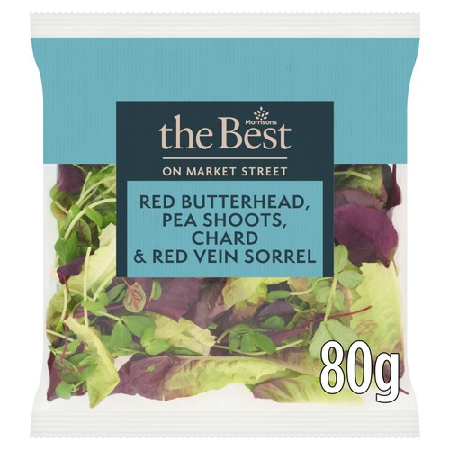 Morrisons The Best Butterhead, Peashoots, Chard & Red Vein Sorrel 80G