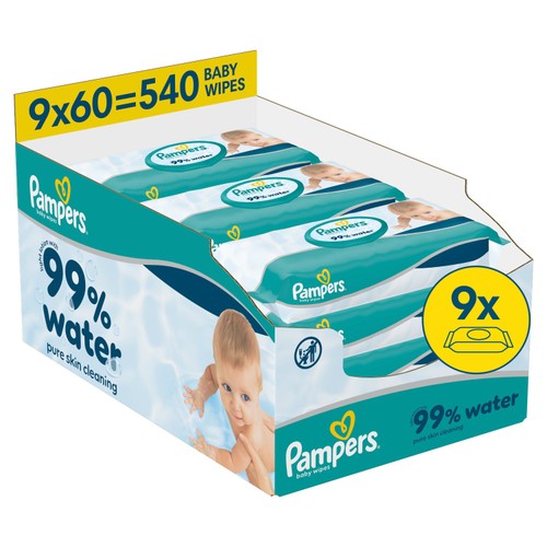 Pampers Water Wipes 9x60pk