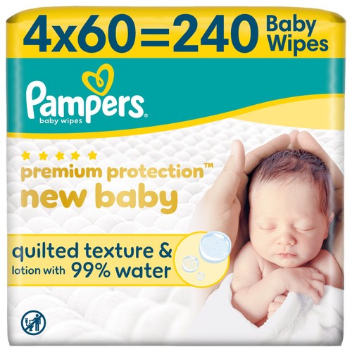 Pampers New Baby Wipes 4x60pk