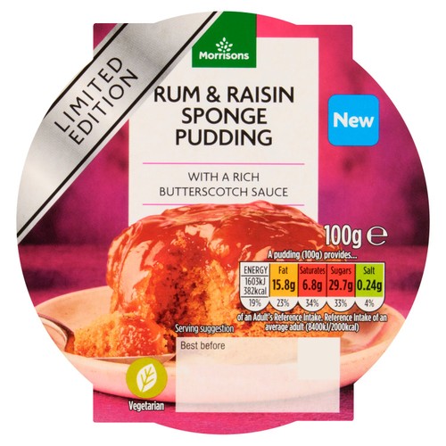 Morrisons Rum & Raisin Sponge 100G