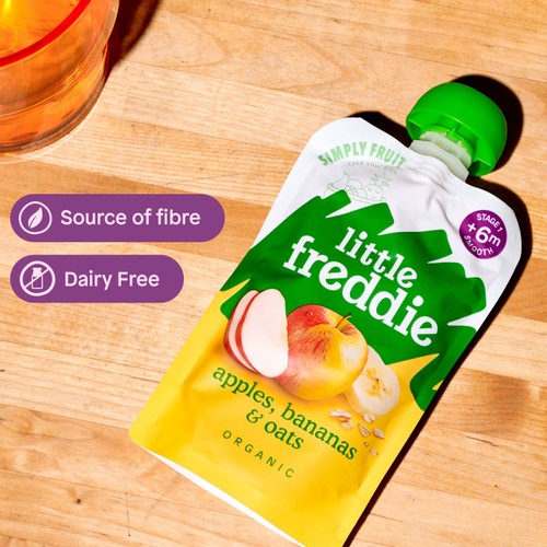 Little Freddie Apples, Bananas & Oats Baby Food Pouch 6 Months 100G thumbnail 2