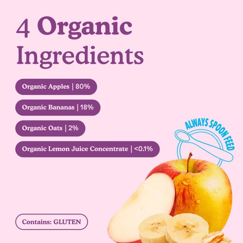 Little Freddie Apples, Bananas & Oats Baby Food Pouch 6 Months 100G thumbnail 3