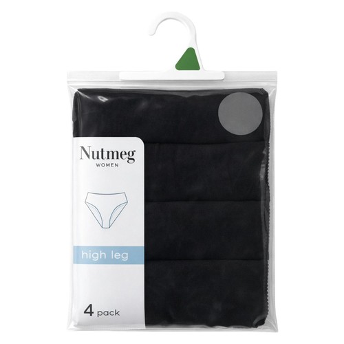 Nutmeg Size 22 Ladies High Leg Briefs Black 