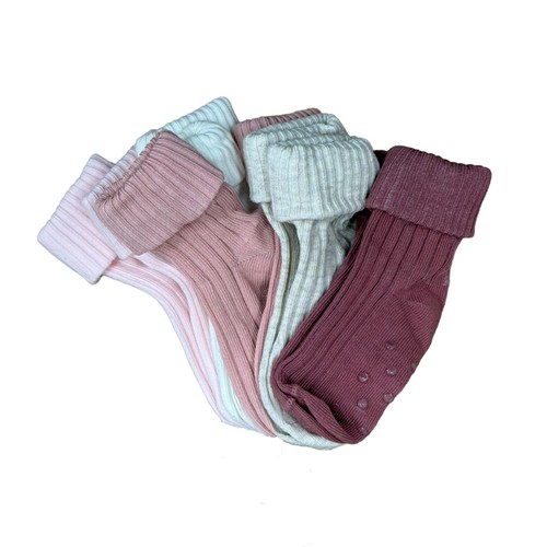 Nutmeg New Born Pink Rib Socks 5 Pack 