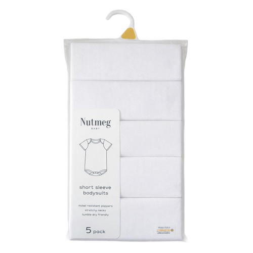 Nutmeg 9-12 Months White Short Sleeved Bodysuits 