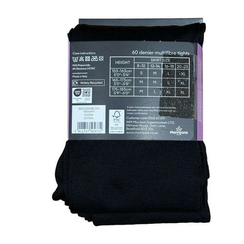 Nutmeg Size XL 20-22 Womens 60 Denier Black Opaque Tights  thumbnail 2
