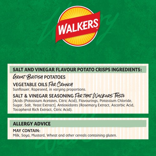 Walkers Salt & Vinegar Multipack Crisps 6x25g thumbnail 8
