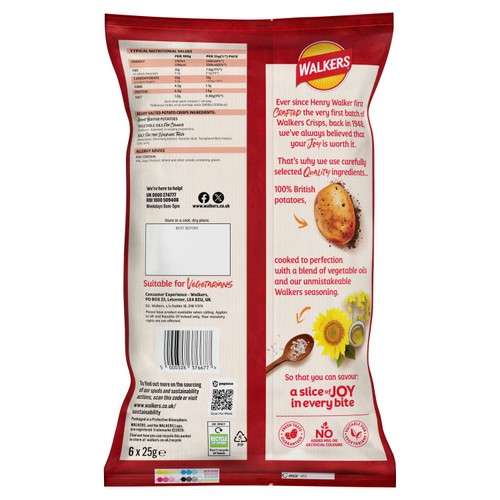 Walkers Ready Salted Multipack Crisps 6x25g thumbnail 2