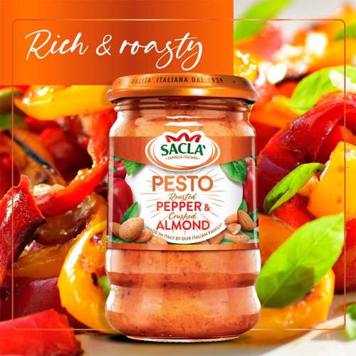 Sacla' Roasted Pepper & Crushed Almond Pesto thumbnail 4