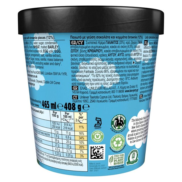 Ben & Jerry's Chocolate Fudge Brownie Ice Cream Tub thumbnail 3
