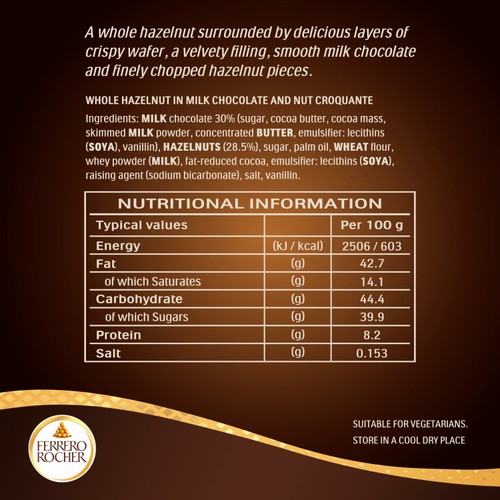 Ferrero Rocher Milk Chocolate Hazelnut Pralines Box of Chocolates, thumbnail 6