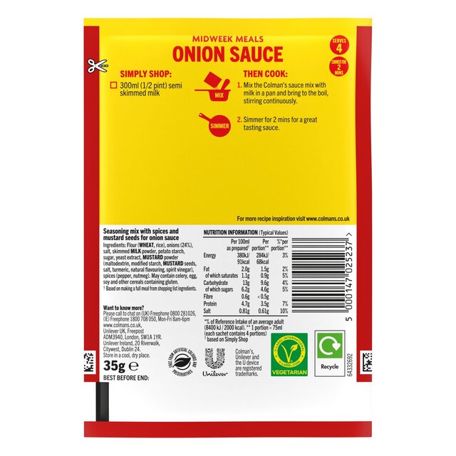 Colman's Onion Sauce Mix 35G thumbnail 6