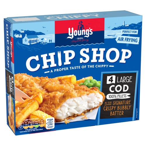 Young's Chip Shop 4 Large Battered Cod Fillets Frozen thumbnail 2