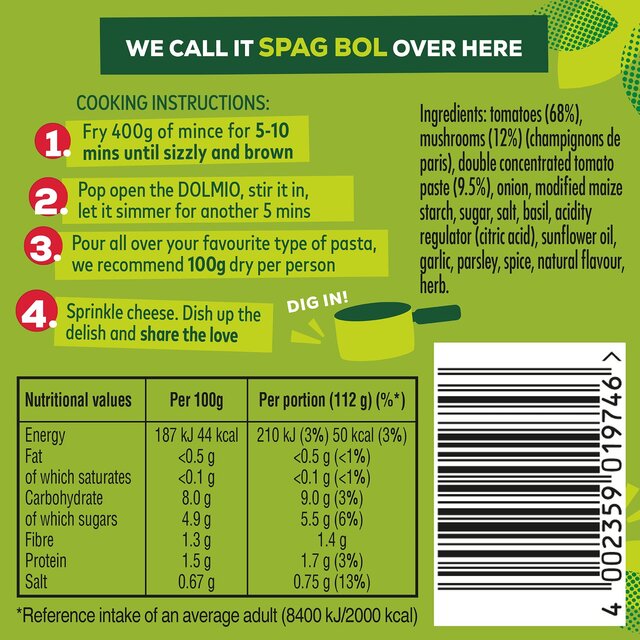 Dolmio Bolognese Chunky Mushroom Pasta Sauce thumbnail 2